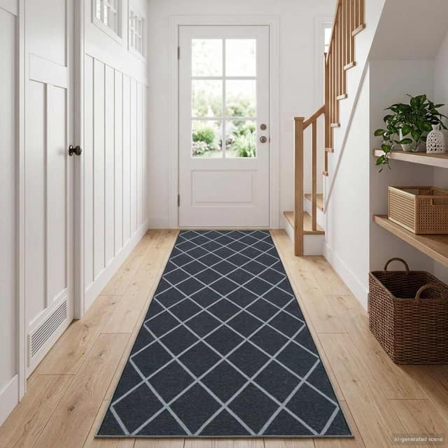 VidaXL Χαλί Runner ORIZ 1150 gsm Μαύρο δίχτυ σχέδιο