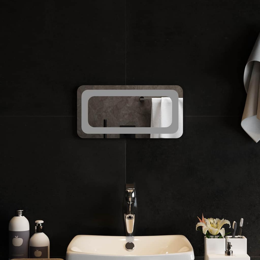 VidaXL Καθρέφτης μπάνιου LED Διαφανές 40 x 20 cm σκληρυμένο γυαλί