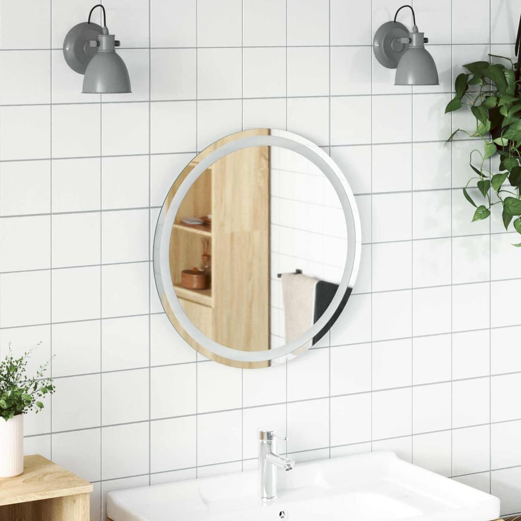 VidaXL Καθρέφτης μπάνιου LED Διαφανές Ø 60 cm σκληρυμένο γυαλί