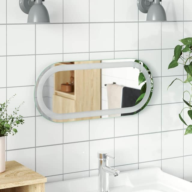VidaXL Καθρέφτης μπάνιου LED Διαφανές 60 x 25 cm σκληρυμένο γυαλί