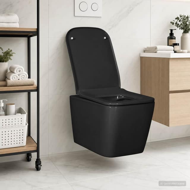 VidaXL Κρεμαστή λεκάνη Κεραμικό Μαύρο