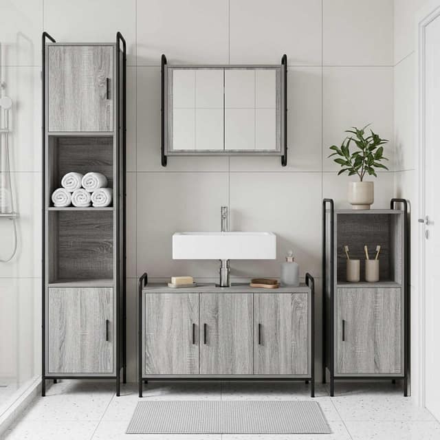 VidaXL Σετ Ντουλαπιών Μπάνιου 3 τμχ. Γκρι Sonoma 40 x 36 x 99,5 εκ.