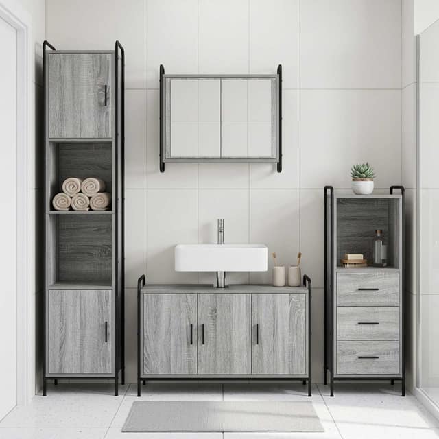 VidaXL Σετ Ντουλαπιών Μπάνιου 3 τμχ. Γκρι Sonoma 40 x 36 x 109,5 εκ.