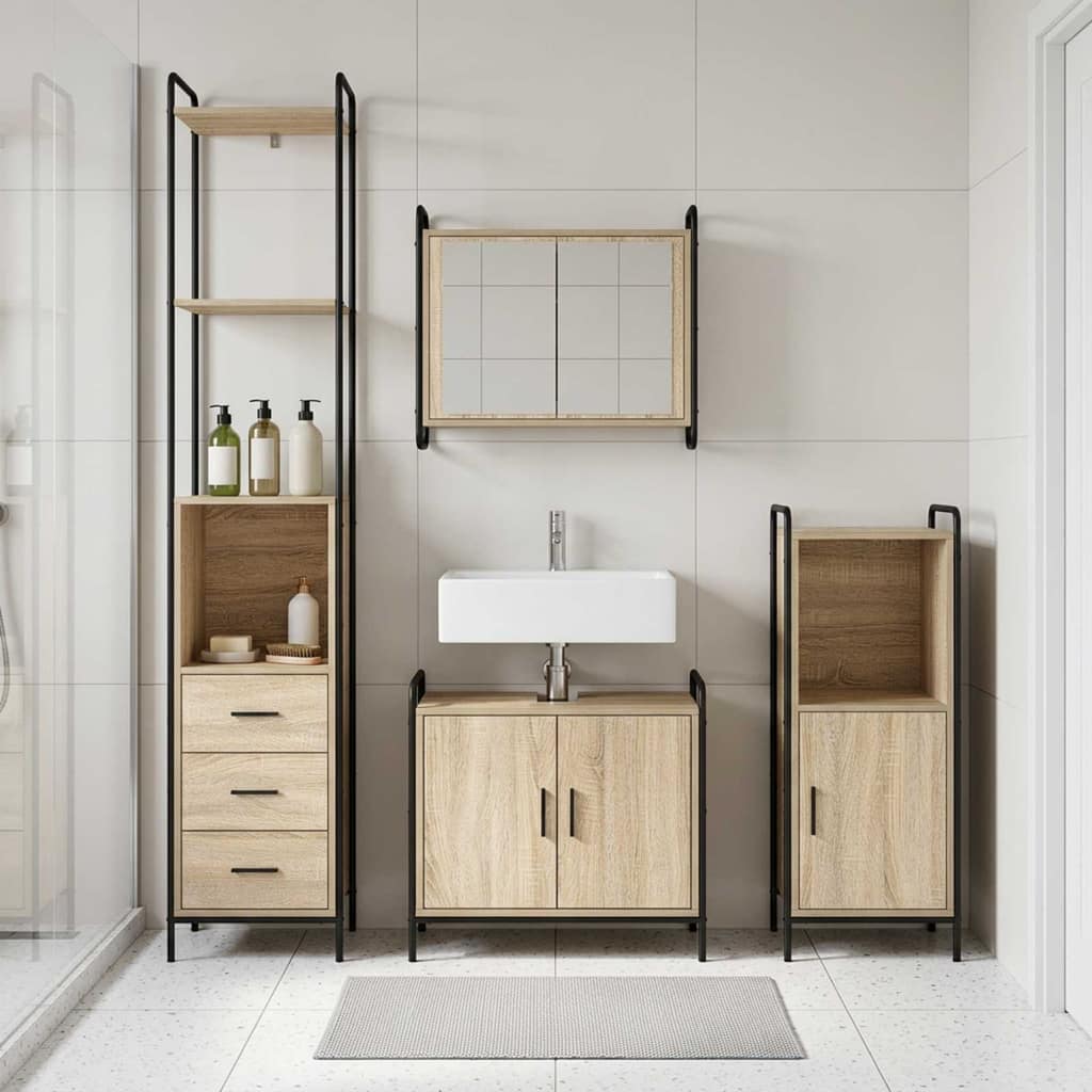 VidaXL Σετ Ντουλαπιών Μπάνιου 4 τμχ. Sonoma Δρυς 40 x 36 x 200,5 εκ
