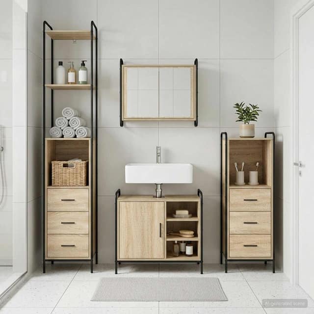 VidaXL Σετ Ντουλαπιών Μπάνιου 4 τμχ. Sonoma Δρυς 40 x 36 x 200,5 εκ