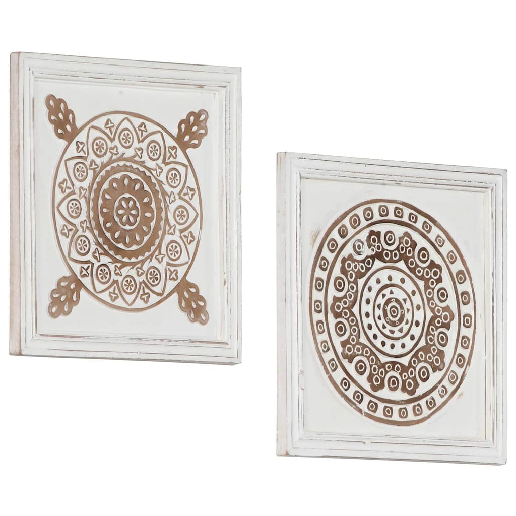 VidaXL Διακόσμηση Τέχνης 2 τμχ. 40 x 40 x 1,5 cm Καφέ και Λευκό