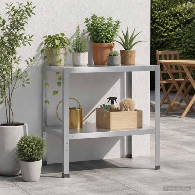 VidaXL Τραπέζι φύτευσης 100 x 50 x 80 εκ Γαλβανισμένος Χάλυβας Ασημί