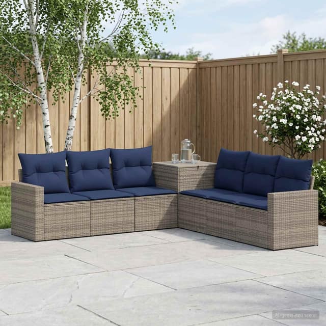VidaXL Σετ Καναπέ 7 τμχ. Γκρι και Navy Blue 55 x 55 x 69 εκ.