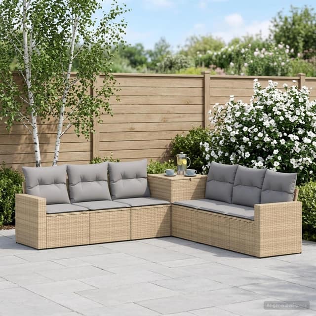 VidaXL Σετ Καναπέ 7 τμχ. Μπέζ και Ανοιχτό Γκρι 55 x 55 x 69 εκ.