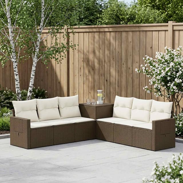 VidaXL Σετ Καναπέ 7 τμχ. Καφέ και Κρέμα Λευκό 234 x 234 x 85 εκ