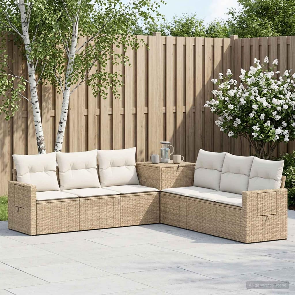 VidaXL Σετ Καναπέ 7 τμχ. Μπεζ και Κρέμ 234 x 234 x 85 εκ