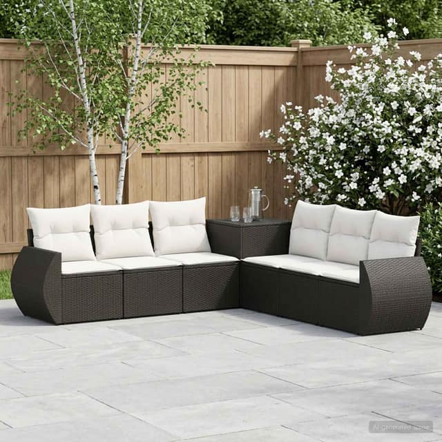 VidaXL Σετ Καναπέ 7 τμχ. Μαύρο και Κρεμ Λευκό 243 x 243 x 85 εκ