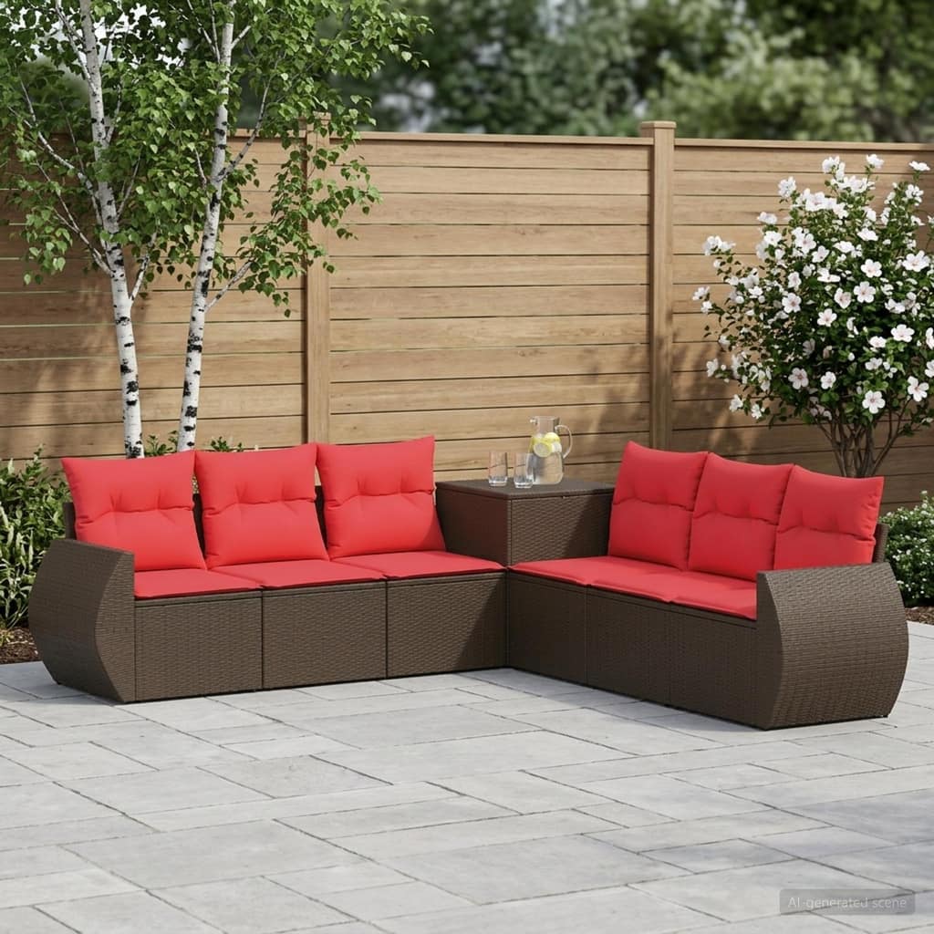 VidaXL Σετ Καναπέ 7 τμχ. Καφέ και Κόκκινο 243 x 243 x 85 εκ