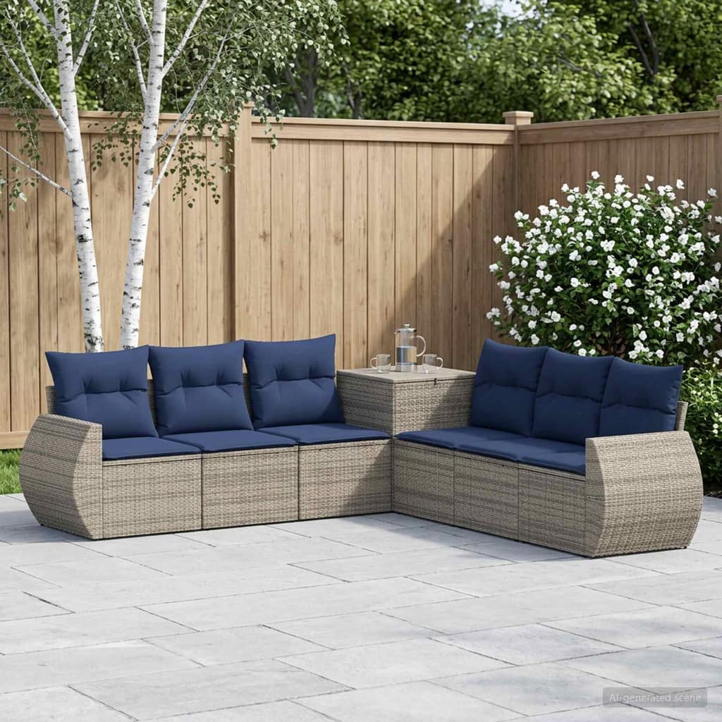 VidaXL Σετ Καναπέ 7 τμχ. Γκρι και Navy Blue 243 x 243 x 85 εκ