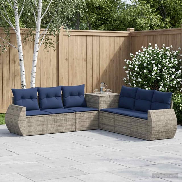 VidaXL Σετ Καναπέ 7 τμχ. Γκρι και Navy Blue 243 x 243 x 85 εκ