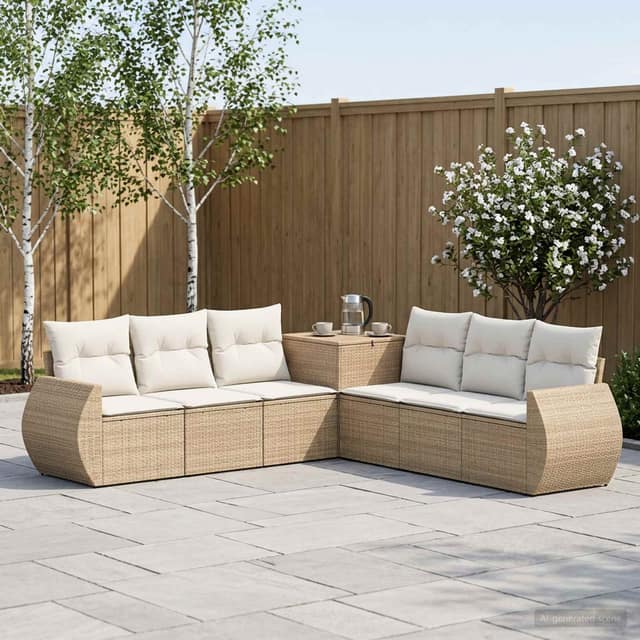 VidaXL Σετ Καναπέ 7 τμχ. Μπεζ και Κρέμ 243 x 243 x 85 εκ