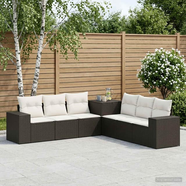 VidaXL Σετ Καναπέ 7 τμχ. Μαύρο και Κρεμ Λευκό 55 x 55 x 69 εκ.