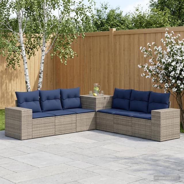 VidaXL Σετ Καναπέ 7 τμχ. Γκρι και Navy Blue 55 x 55 x 69 εκ.