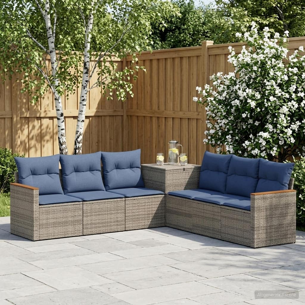 VidaXL Σετ Καναπέ 7 τμχ. Γκρι και Navy Blue 123 x 62 x 69 εκ