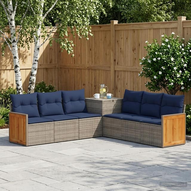 VidaXL Σετ Καναπέ 7 τμχ. Γκρι και Navy Blue 118 x 62 x 69 εκ.