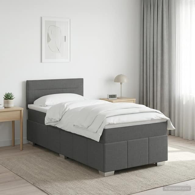 VidaXL Κρεβάτι box spring με στρώμα Σκούρο Γκρι 90 x 200 cm Ύφασμα