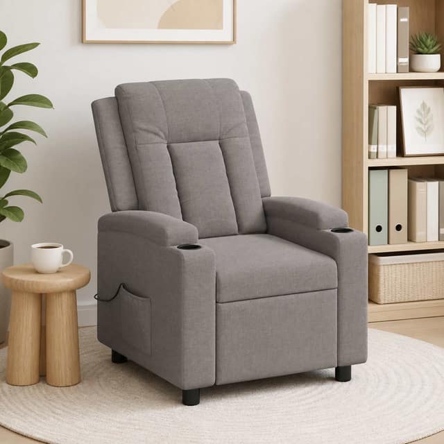 VidaXL Ανακλινόμενη Πολυθρόνα Μασάζ Taupe 75 x 95 x 100 cm Ύφασμα