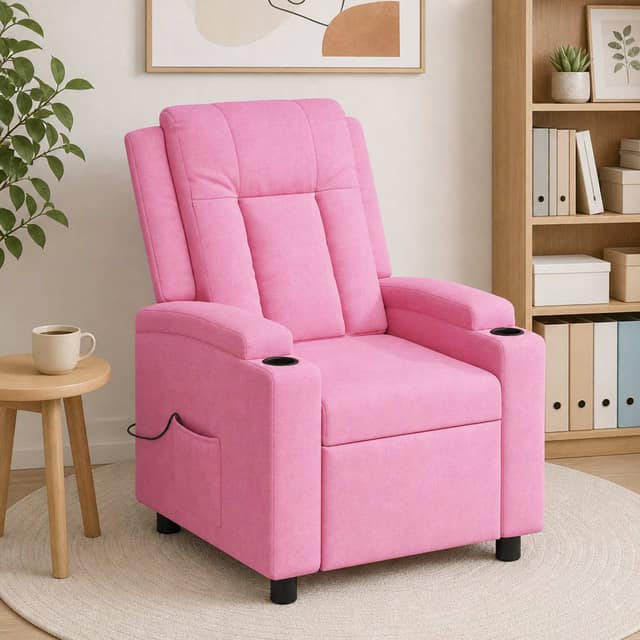 VidaXL Ανακλινόμενη Πολυθρόνα Μασάζ Ροζ 75 x 95 x 100 cm Ύφασμα