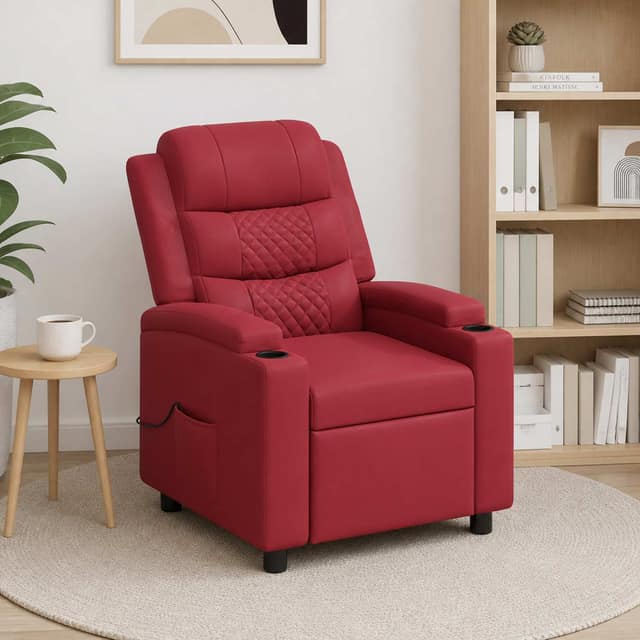 VidaXL Ανακλινόμενη Πολυθρόνα Μασάζ Κόκκινο 75 x 93 x 98 cm Ύφασμα