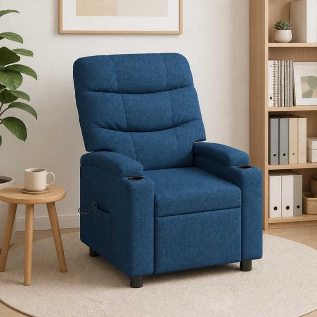 VidaXL Ανακλινόμενη Πολυθρόνα Μασάζ Μπλε 75 x 93 x 102 cm Ύφασμα