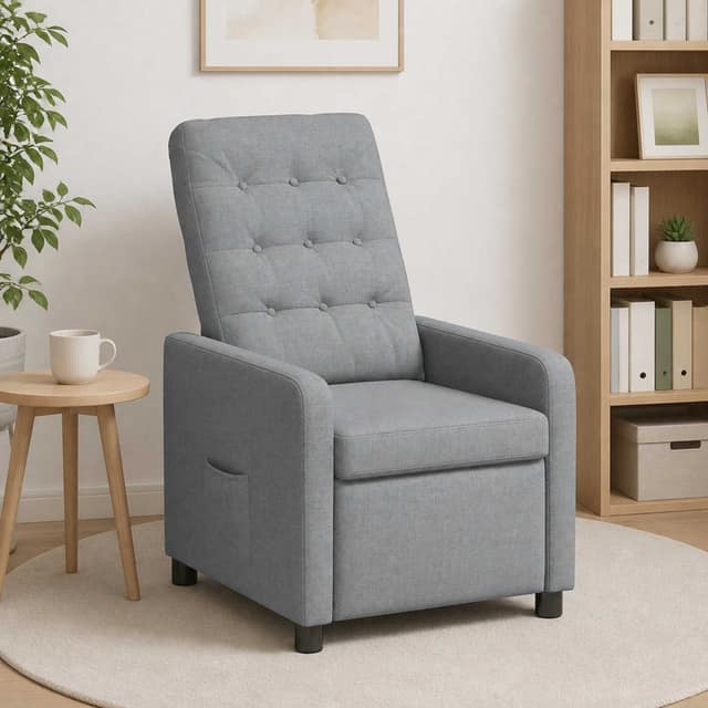 VidaXL Ανακλινόμενη πολυθρόνα Ανοιχτό γκρι 65 x 93 x 102 cm Ύφασμα