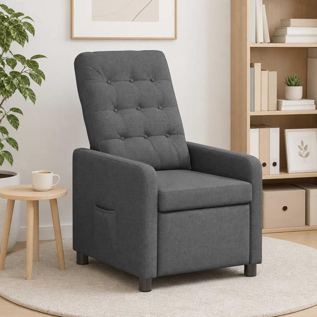 VidaXL Ανακλινόμενη πολυθρόνα Σκούρο Γκρι 65 x 93 x 102 cm Ύφασμα