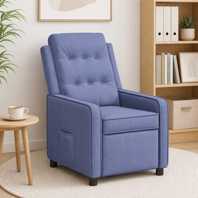 VidaXL Ανακλινόμενη πολυθρόνα Μπλε τζην 65 x 93 x 102 cm Ύφασμα