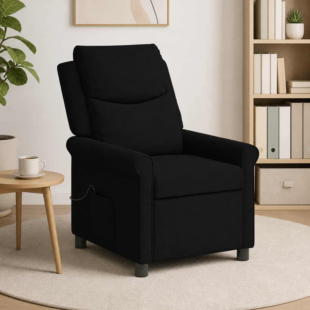 VidaXL Ανακλινόμενη Πολυθρόνα Μασάζ Μαύρο 69 x 93 x 102 cm Ύφασμα