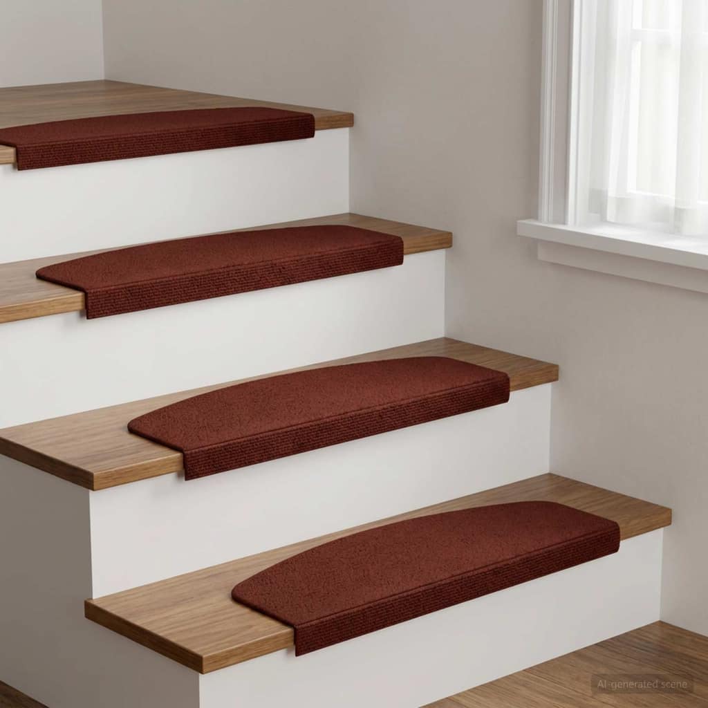 VidaXL Πατάκια σκάλας 15 τμχ. 56 x 17 x 3 cm Μπορντό Πολυεστέρας