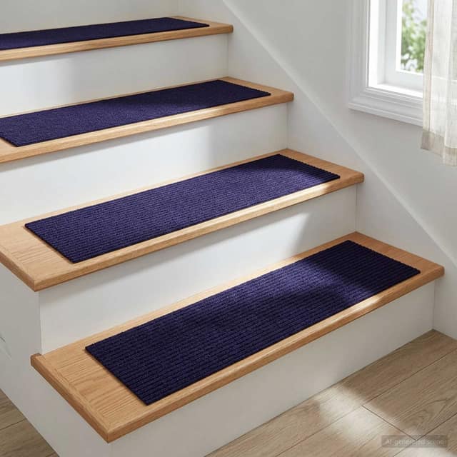 VidaXL Πατάκια σκάλας 15 τμχ. 76 x 20 cm Μπλε Πολυεστέρας Ορθογώνιος