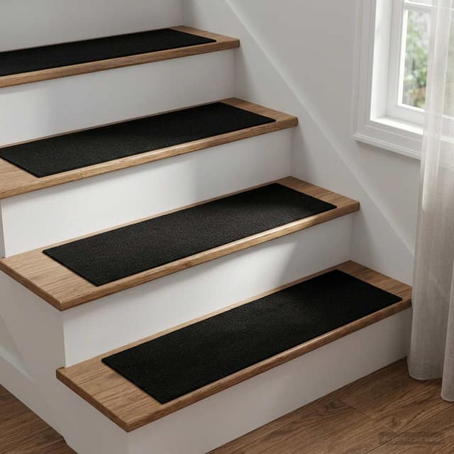 VidaXL Πατάκια σκάλας 15 τμχ. 76 x 20 cm Μαύρο Πολυεστέρας Ορθογώνιος