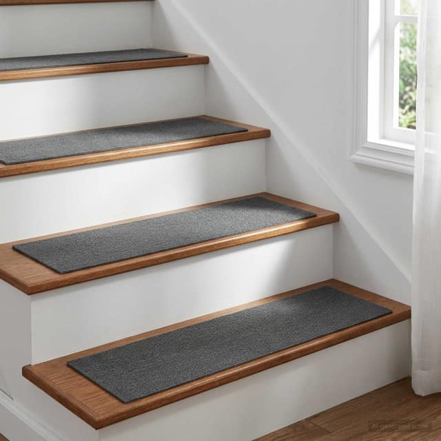 VidaXL Πατάκια σκάλας 15 τμχ. 76 x 20 cm Ανοιχτό γκρι Πολυεστέρας