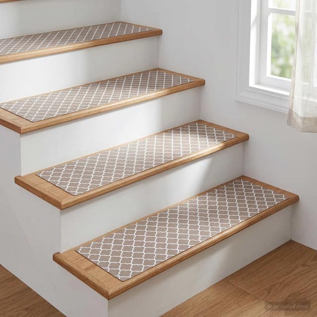 VidaXL Πατάκια σκάλας 15 τμχ. 76 x 20 cm Γκρι και Λευκό Πολυεστέρας