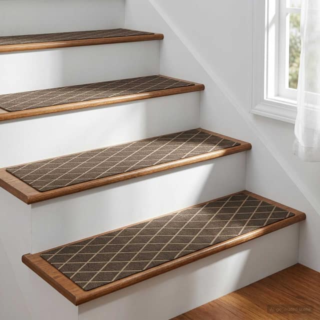 VidaXL Πατάκια σκάλας 15 τμχ. 76 x 20 cm Μαύρο διαμαντένιο σχέδιο