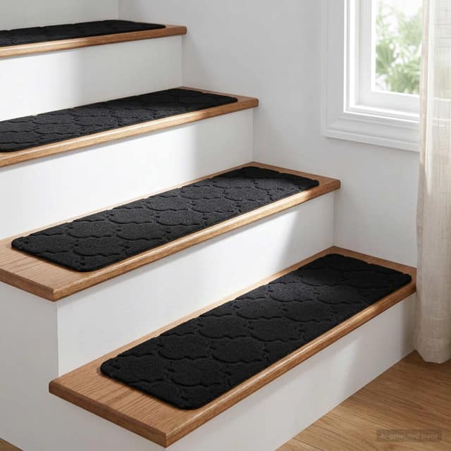 VidaXL Πατάκια σκάλας 15 τμχ. 76 x 20 cm Μαύρο Πολυεστέρας Ορθογώνιος
