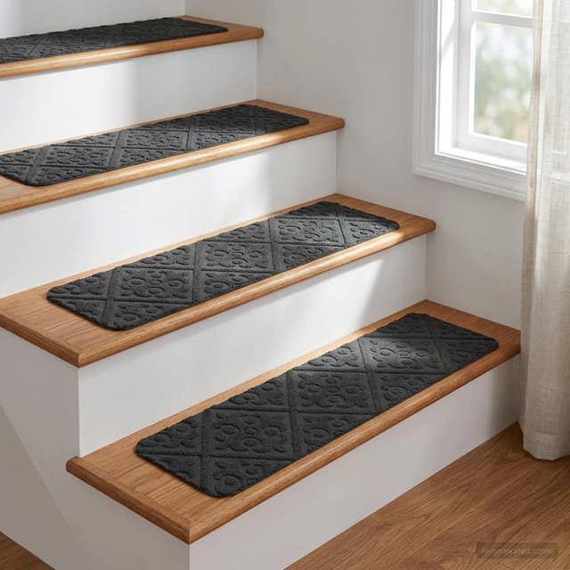 VidaXL Πατάκια σκάλας 15 τμχ. 76 x 20 cm Σκούρο Γκρι Πολυεστέρας