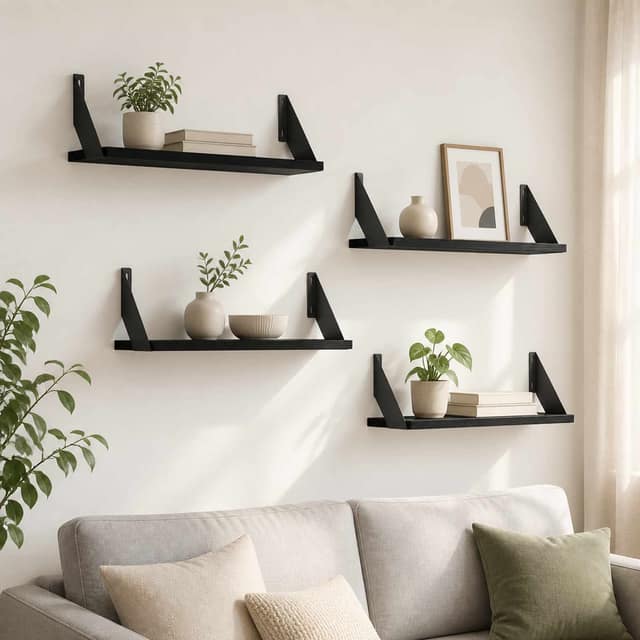 VidaXL Ράφια Τοίχου 4 τμχ. Μαύρη Δρυς 50 x 20 x 17 cm