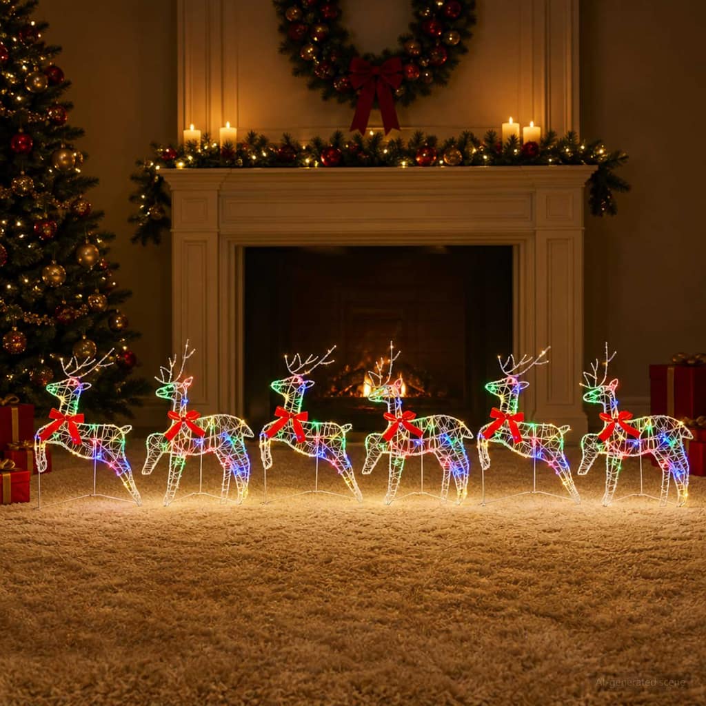 VidaXL Χριστουγεννιάτικος Ρούντερ 6 τμχ. 120 LED Πολύχρωμο