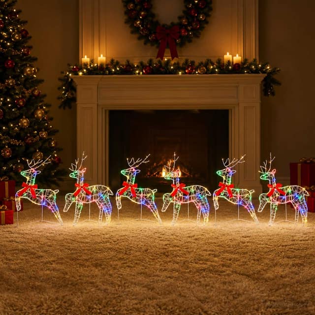 VidaXL Χριστουγεννιάτικος Ρούντερ 6 τμχ. 120 LED Πολύχρωμο