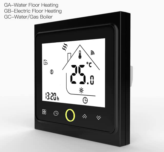 MOES BHT-002-GBLW 16A Ψηφιακός Θερμοστάτης Smart με Οθόνη Αφής και Wi-Fi Μαύρο