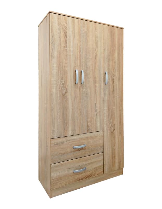 Ντουλάπα τρίφυλλη "Real" σε χρώμα σονόμα 90x42x180