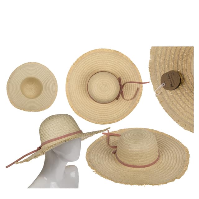 Καπέλο Ψάθινο Με Χρωματιστή Λωρίδα 98% Ψάθα/2% Polyester Μέγεθος One Size 44x44x12cm