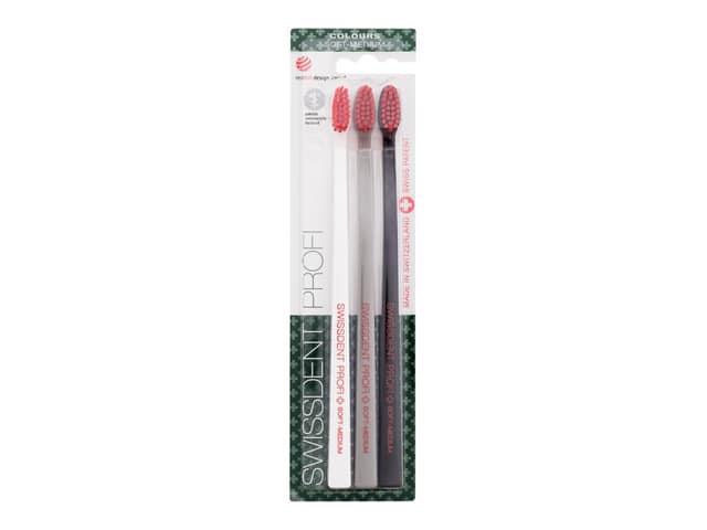 Swissdent Profi Colours Trio Toothbrush 3 pc (White, Grey, Black)