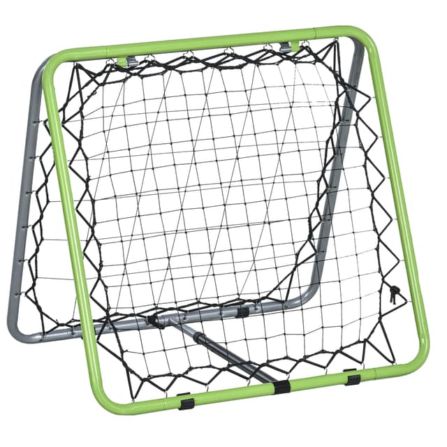 Ποδόσφαιρο Rebounder Kickback τέρμα, τοίχος ανάκρουσης, δίχτυ για μπέιζμπολ, μπάσκετ, αμφίπλευρη ανάκρουση, ρυθμιζόμενο σε 5 στάδια, μέταλλο, Πράσινο+Μαύρο 75 x 75 x 64 cm