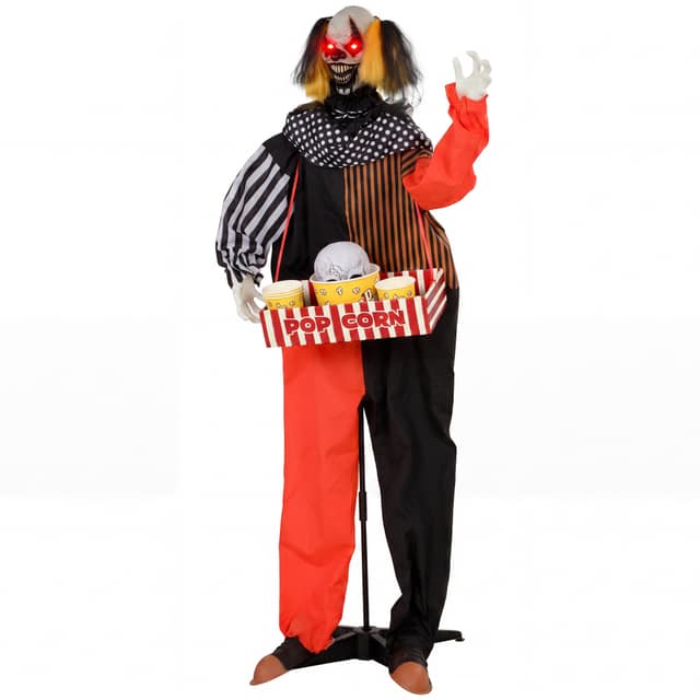 Κινούμενος Χα Halloween Ποπκόρν-Κλόουν με ταχύτατο κεφάλι, τρομακτικός ήχος, μουσική λούνα παρκ και φωτεινά μάτια